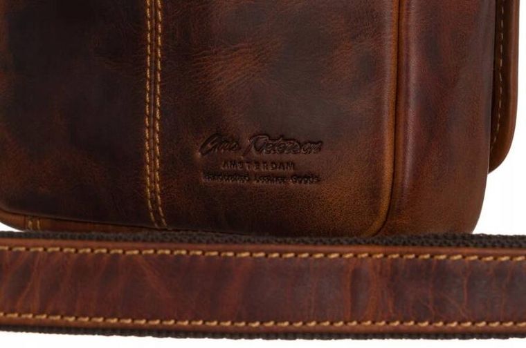 Torba listonoszka, brązowa, skórzana, Peterson