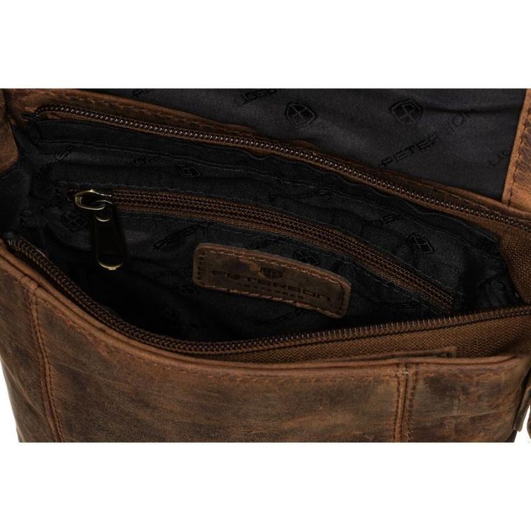 Torba listonoszka, brązowa, skórzana, Peterson