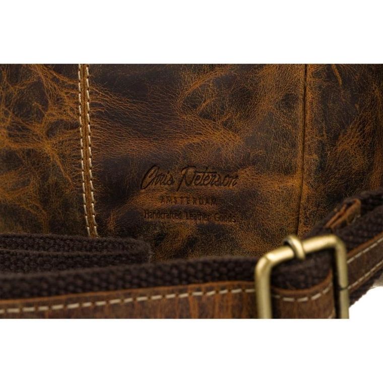 Torba listonoszka, brązowa, skórzana, Peterson