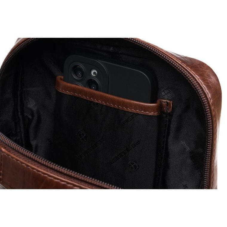 Torba listonoszka, brązowa, skórzana, Peterson