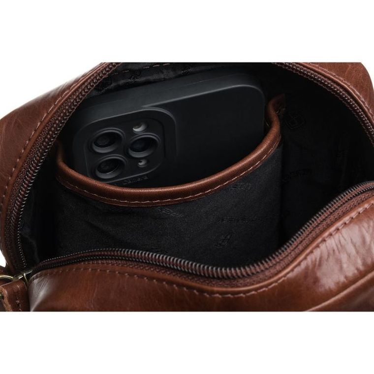 Torba listonoszka, brązowa, skórzana, Peterson