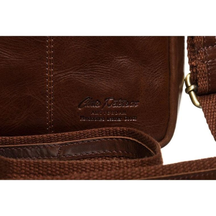 Torba listonoszka, brązowa, skórzana, Peterson