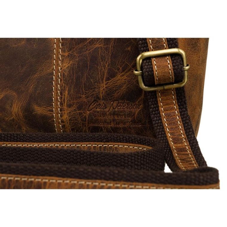 Torba listonoszka, brązowa, skórzana, Peterson