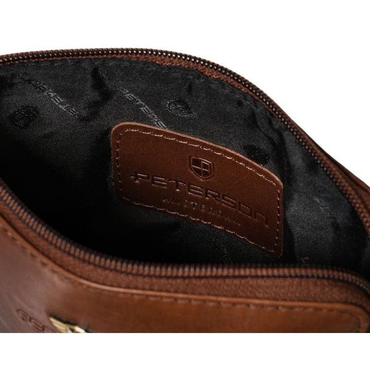 Torba listonoszka, brązowa, skórzana, Peterson