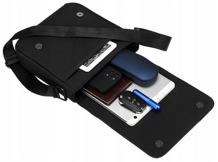 Torba listonoszka, czarna, materiałowa, Rovicky