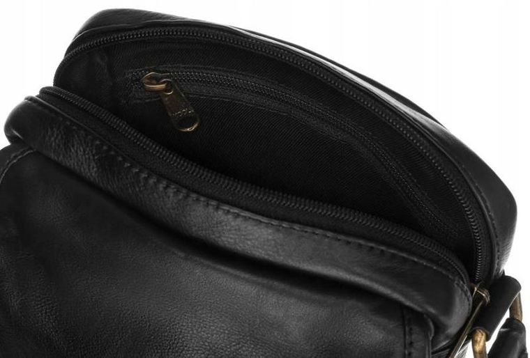 Torba listonoszka, czarna, skórzana, Peterson