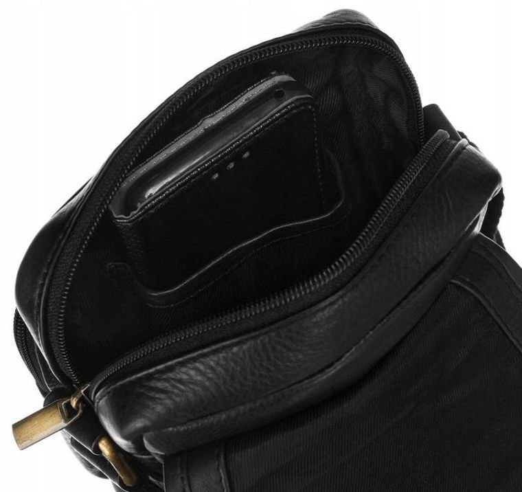 Torba listonoszka, czarna, skórzana, Peterson