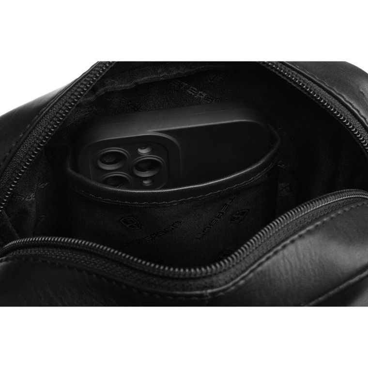 Torba listonoszka, czarna, skórzana, Peterson