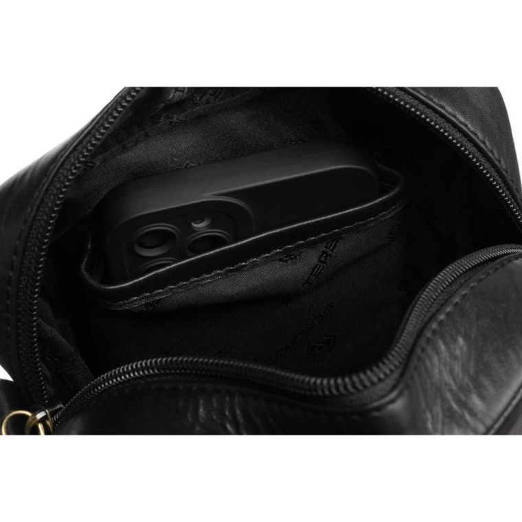 Torba listonoszka, czarna, skórzana, Peterson