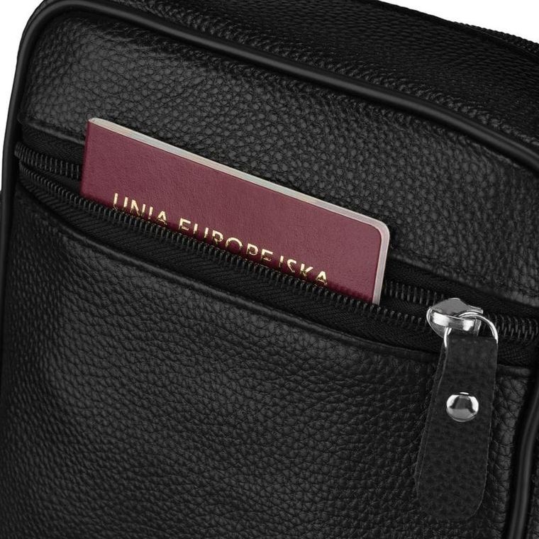 Torba listonoszka, czarna, skórzana, Rovicky