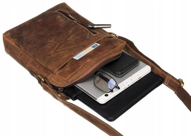 Torba listonoszka, jasnobrązowa, skórzana, Always Wild