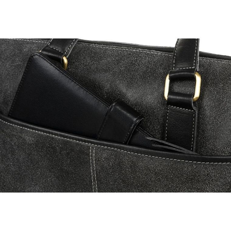 Torba na laptopa, czarna, skórzana, Peterson