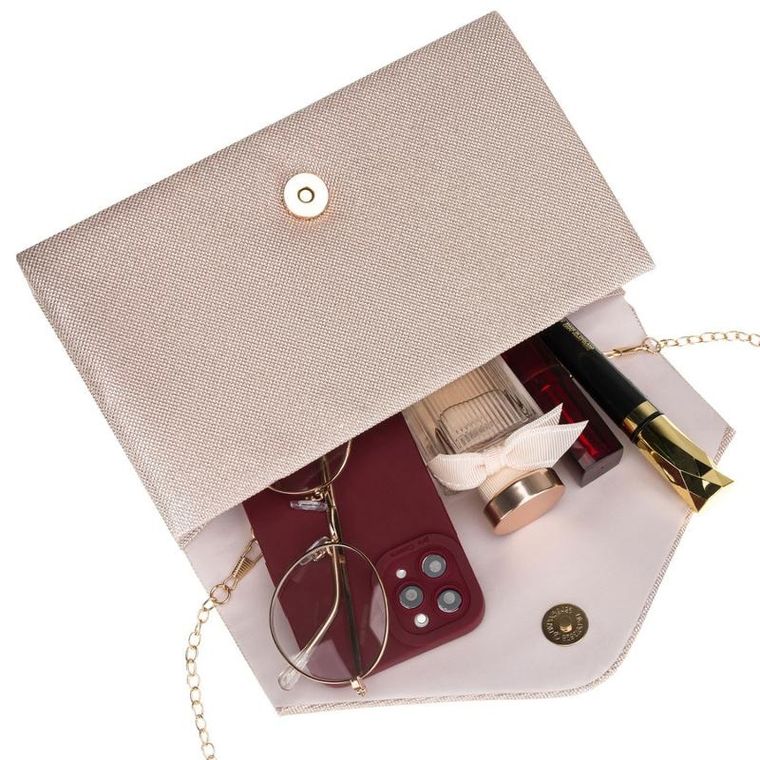 Torebka kopertówka, beżowa, brokatowa, Rovicky