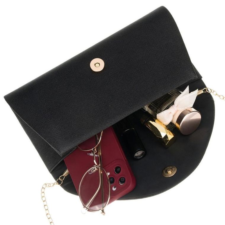 Torebka kopertówka, czarna, brokatowa, Rovicky