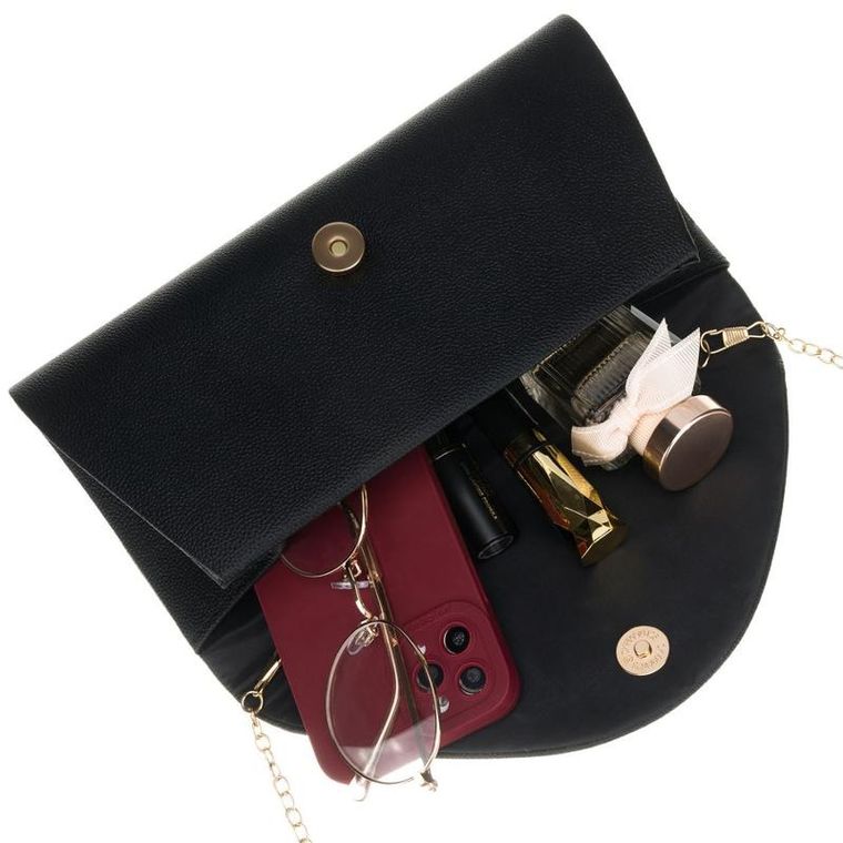 Torebka kopertówka, czarna, skóra ekologiczna, Rovicky