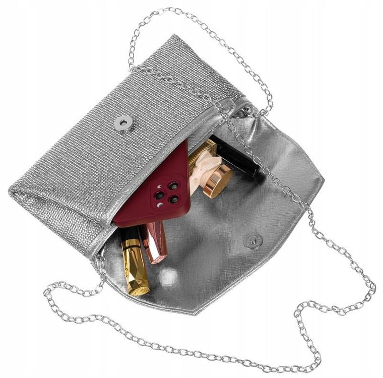 Torebka kopertówka, srebrna, Peterson