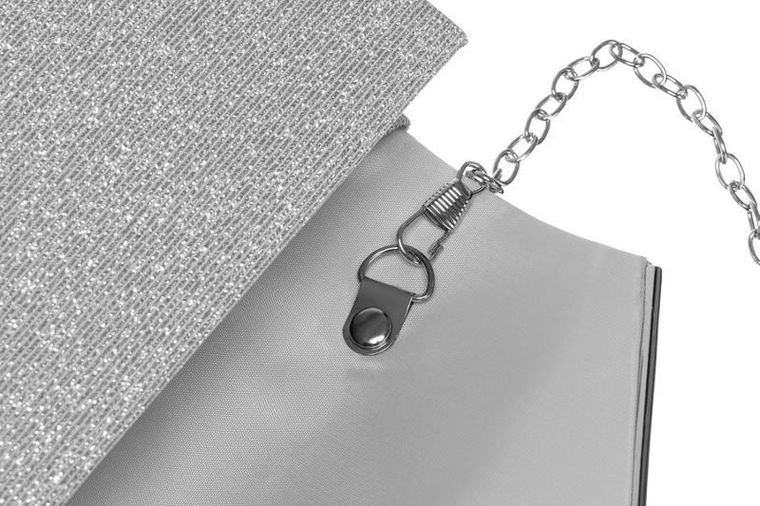 Torebka kopertówka, srebrna, Rovicky