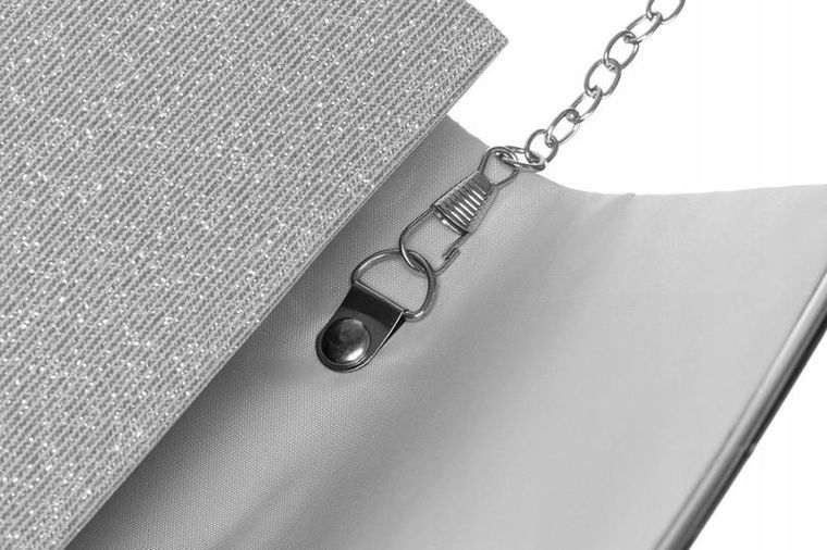 Torebka kopertówka, srebrna, Rovicky