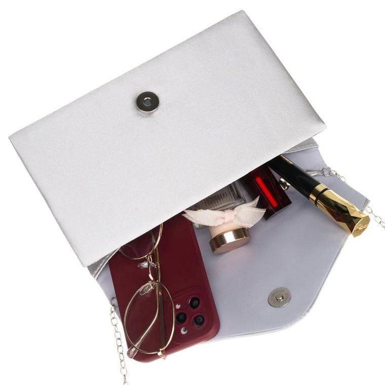 Torebka kopertówka, srebrna, Rovicky