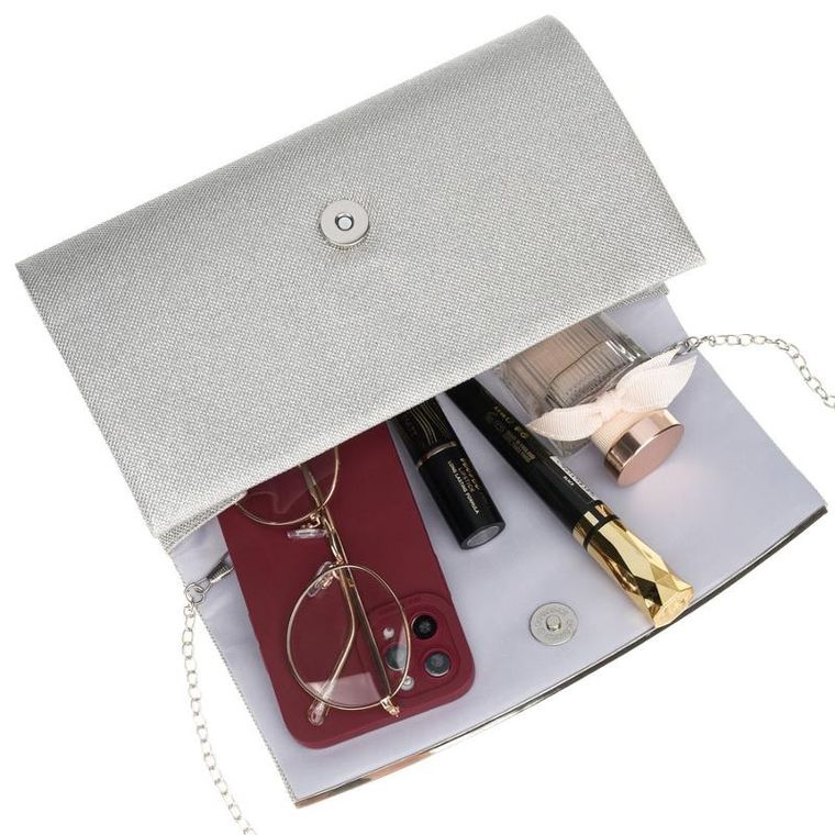 Torebka kopertówka, srebrna, Rovicky