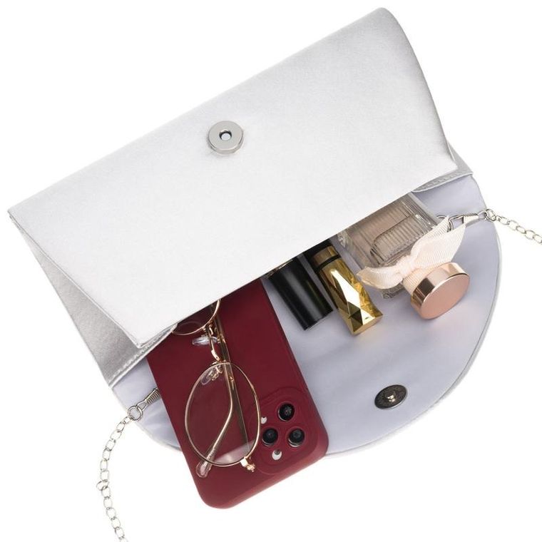 Torebka kopertówka, srebrna, Rovicky