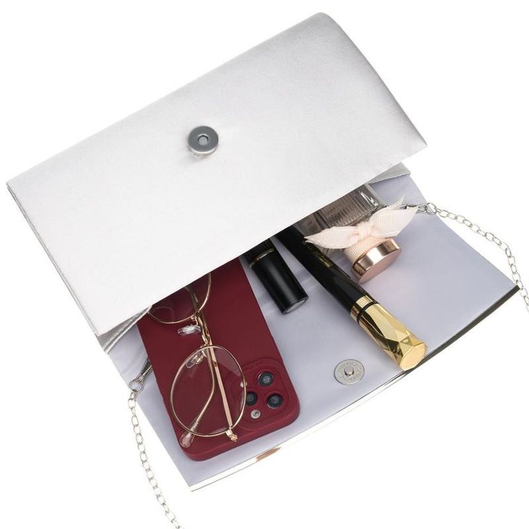 Torebka kopertówka, srebrna, Rovicky