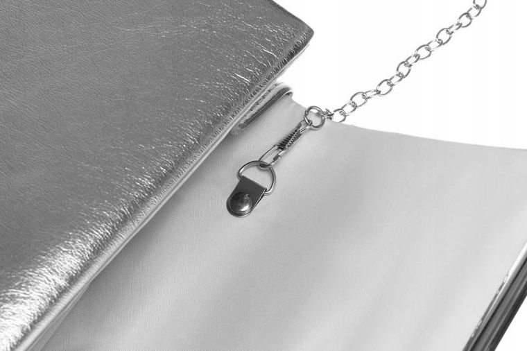 Torebka kopertówka, srebrna, skóra ekologiczna, Rovicky