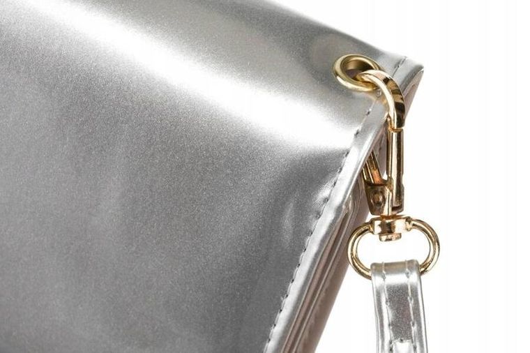 Torebka kopertówka, srebrna, skóra ekologiczna, Rovicky