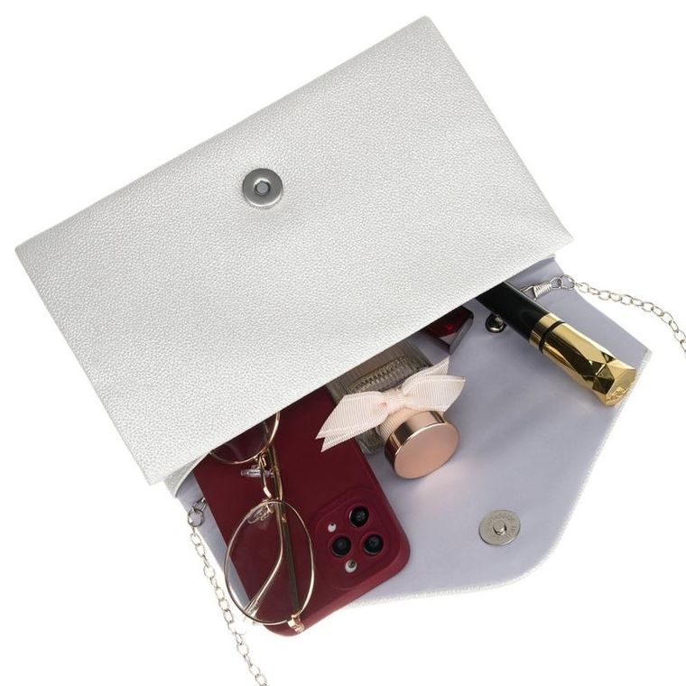 Torebka kopertówka, srebrna, skóra ekologiczna, Rovicky