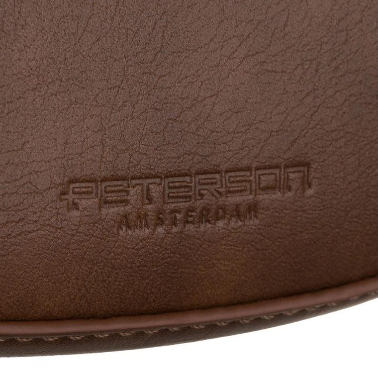 Torebka listonoszka, bagietka, brązowa, skóra ekologiczna, Peterson