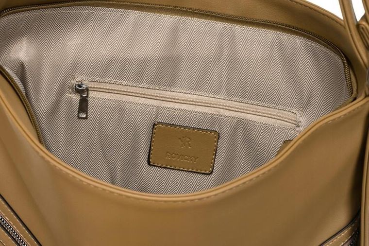 Torebka listonoszka, beżowa, skóra ekologiczna, Rovicky