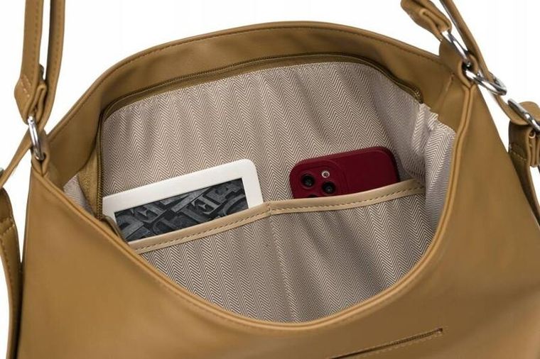 Torebka listonoszka, beżowa, skóra ekologiczna, Rovicky