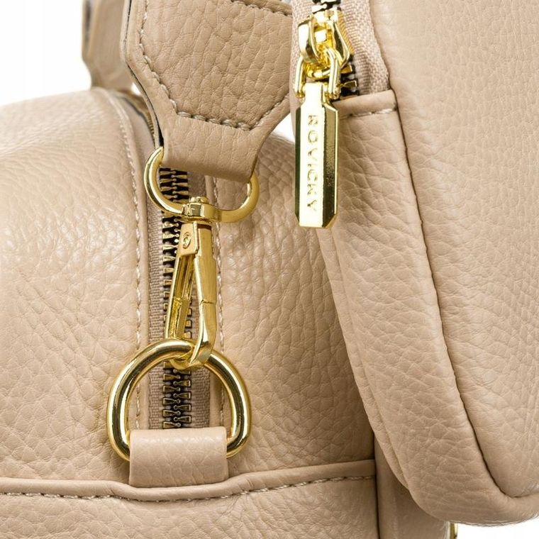 Torebka listonoszka, beżowa, skóra ekologiczna, Rovicky