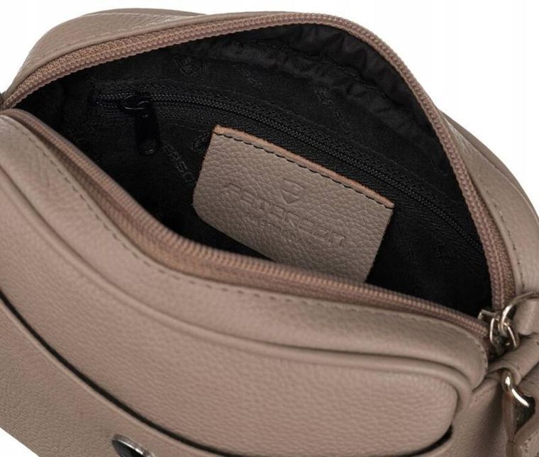 Torebka listonoszka, beżowa, skórzana, Peterson