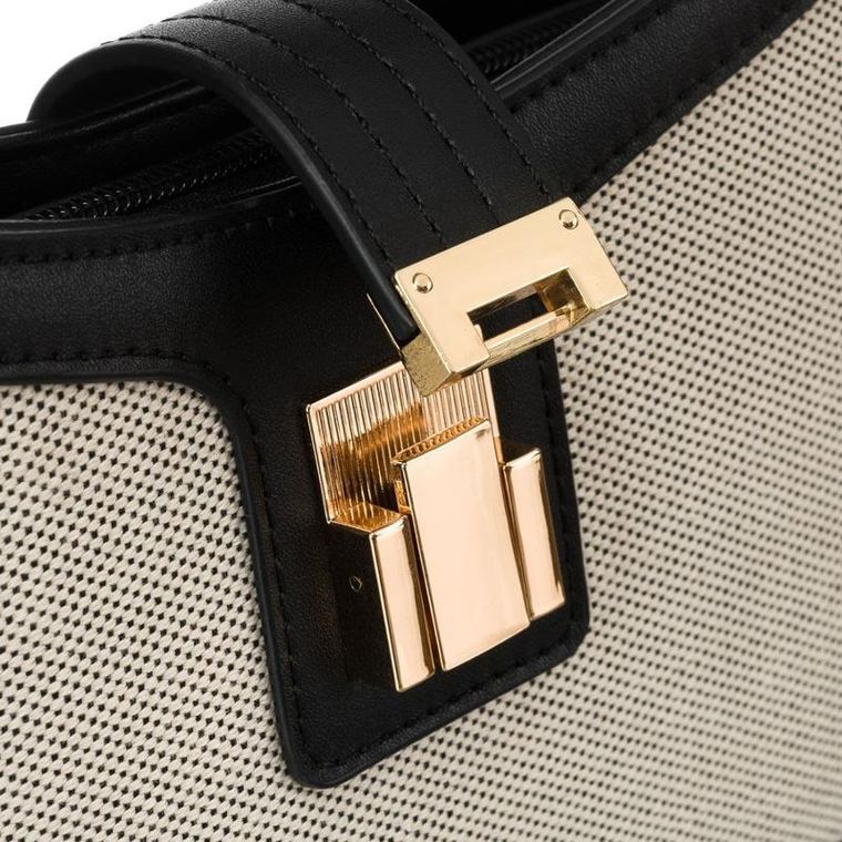 Torebka listonoszka, beżowa, skórzana, Peterson