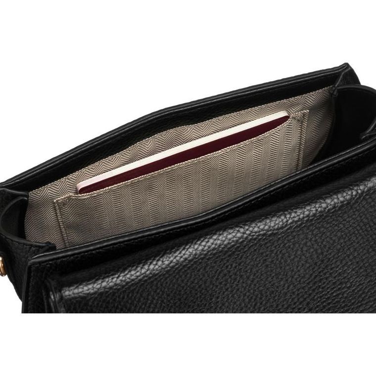 Torebka listonoszka, czarna, skóra ekologiczna, Peterson