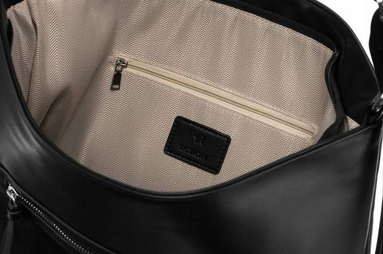 Torebka listonoszka, czarna, skóra ekologiczna, Rovicky