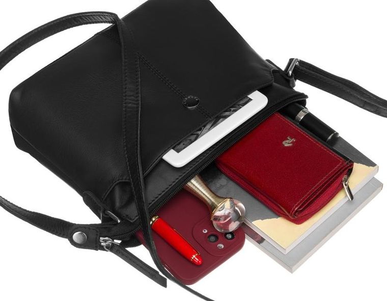 Torebka listonoszka, czarna, skórzana, Peterson