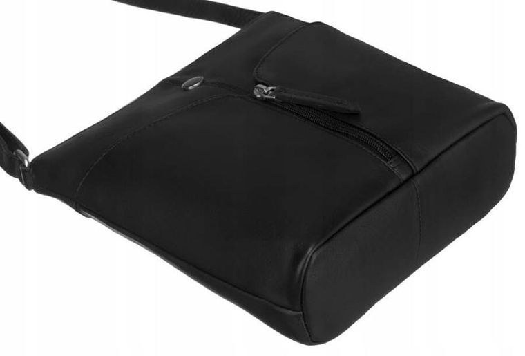 Torebka listonoszka, czarna, skórzana, Peterson