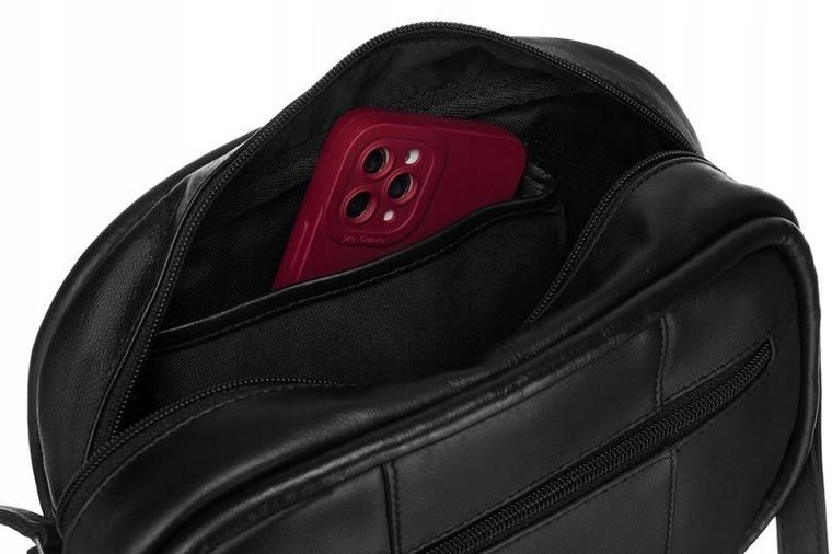 Torebka listonoszka, czarna, skórzana, Rovicky