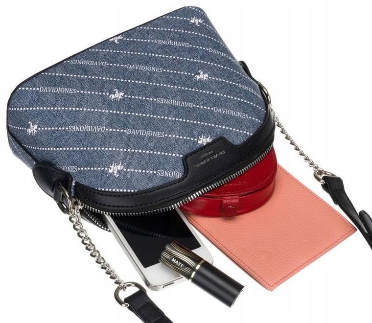 Torebka listonoszka, niebieska, denim, David Jones