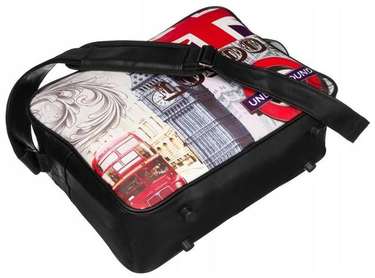 Torebka listonoszka, sportowa, czarna, skóra ekologiczna, Loren