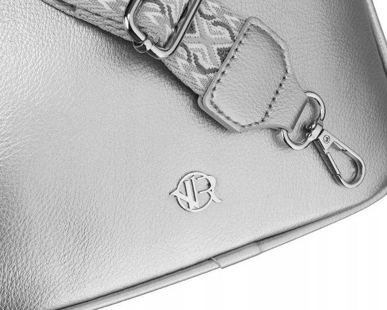 Torebka listonoszka, srebrna, skóra ekologiczna, Rovicky