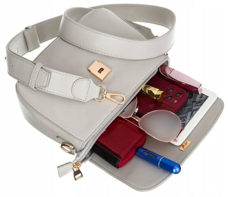 Torebka listonoszka, szara, skóra ekologiczna, Rovicky