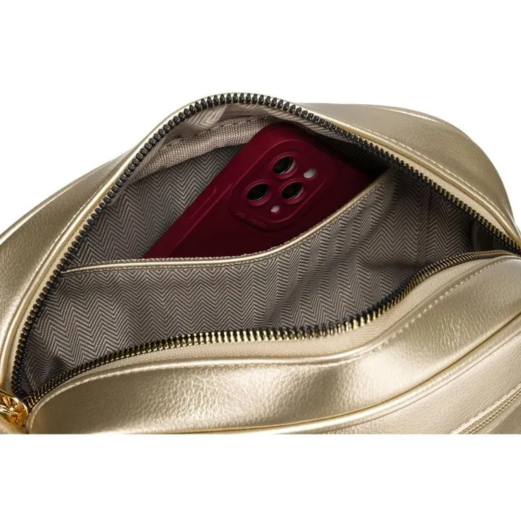 Torebka listonoszka, złota, skóra ekologiczna, Peterson