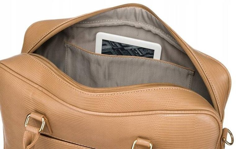 Torebka na laptopa, brązowa, skóra ekologiczna, 13", Peterson