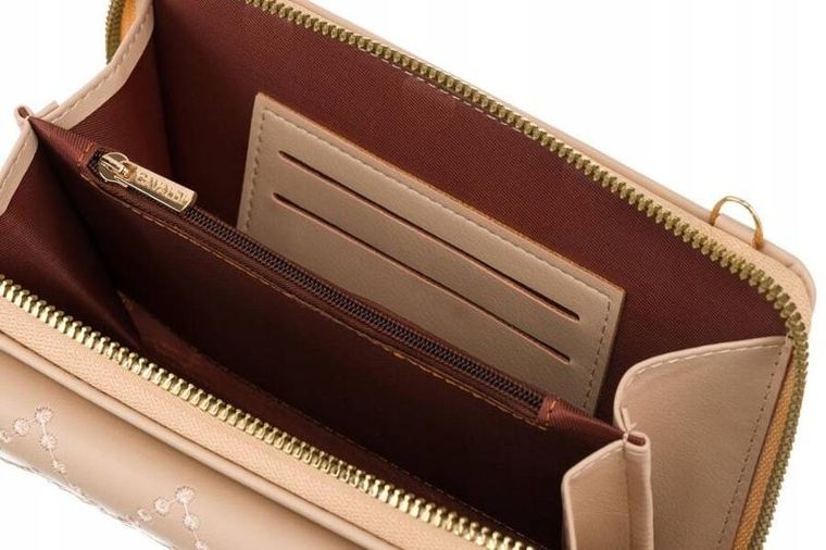 Torebka-portfel, beżowa, skóra ekologiczna, Cavaldi