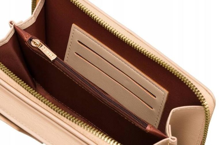 Torebka-portfel, beżowa, skóra ekologiczna, Cavaldi