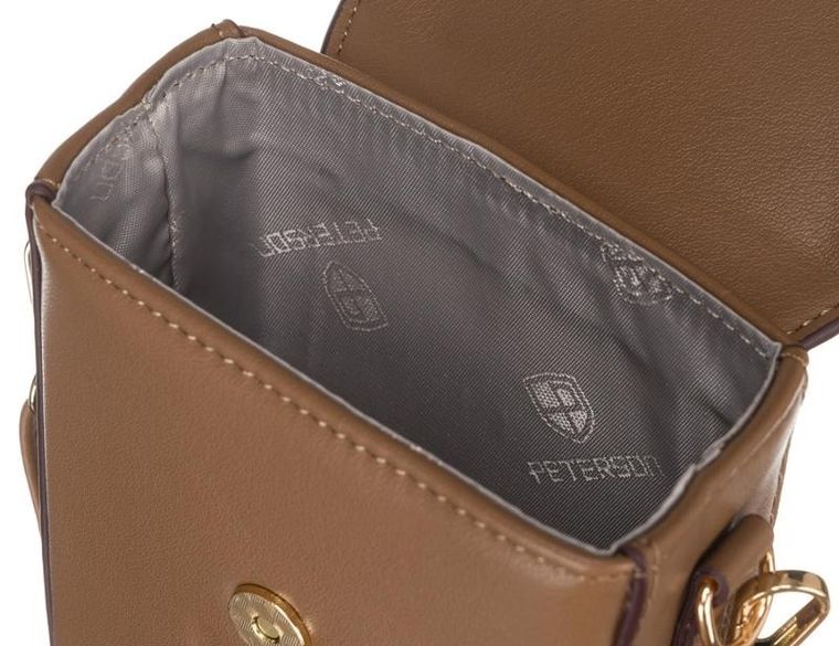 Torebka-portfel, brązowa, skóra ekologiczna, Peterson