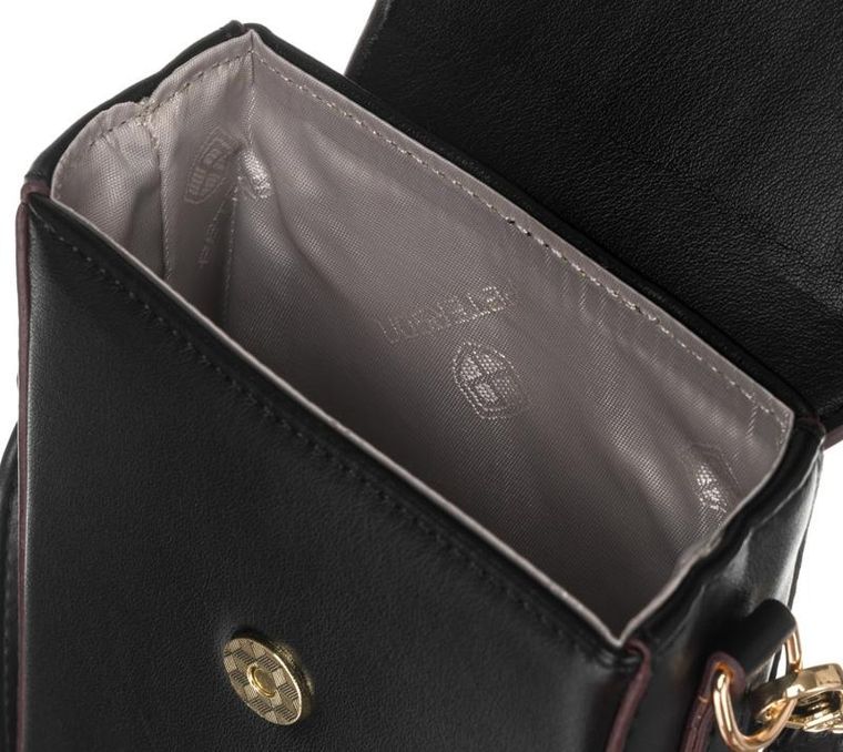 Torebka-portfel, czarna, skóra ekologiczna, Peterson